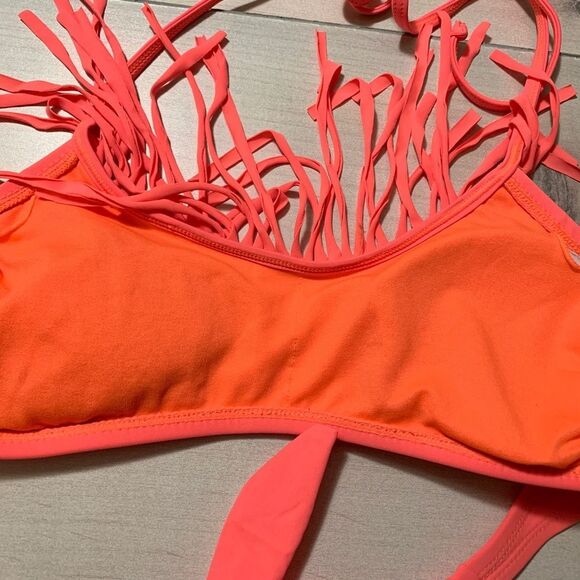 womens S xhileration bikini top coral fringe - Picture 4 of 5